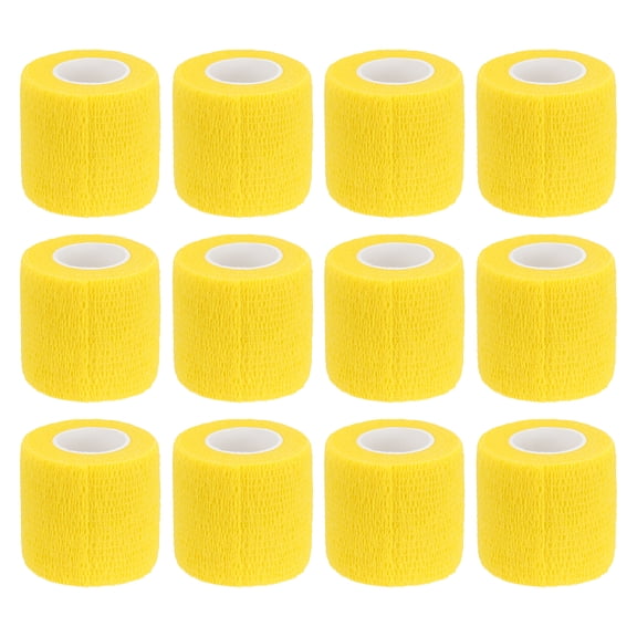12 Rolls Adhesive Elastic Tape Elastic Bandage,2" x 5 Yards Wrap Stretch Wrist Knee Tape,Yellow