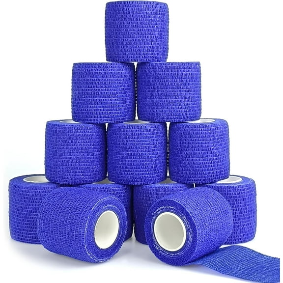 12 Rolls Athletic Pre Wrap Tape,2 Inch x 5 Yards Self Adhesive Bandage Wrap Cohesive Wrap Bandages for Athletic Baseball Wrist Tape,Sports,Pets,Wrist,Ankle,Hands Knees