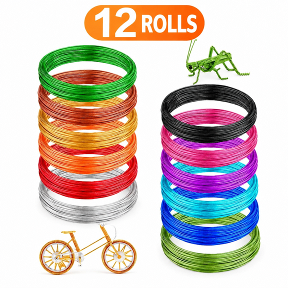 12 Rolls Colored Aluminum Craft Wire, 196.8 Feet 18 Gauge for DIY Jewelry Making, 1mm Flexible Anodized Metal Wire for Floral Art, Beading and Craft Projects