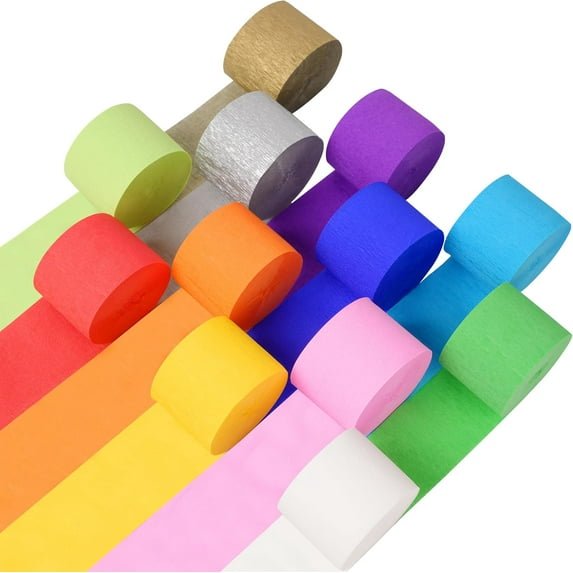 12 Rolls Crepe Paper Streamers, 12 Colors Rainbow Party Streamers for Birthday Party, Rainbow Themed Party, Baby Shower, Wedding, Fiesta Party, Graduation Party, Christmas Decorations
