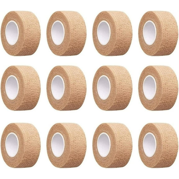 12 Rolls Elastic Adhesive Tape,1x177In Self Adhesive Bandage Wrap,Vet Wrap,Non Woven Adhesive Bandage Tape for Wounds Finger Sports Wrap Wrist
