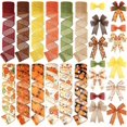 thumbnail image 1 of 12 Rolls Halloween Wired Edge Ribbon for Wreaths 2 Inch x 60 Yards Bat Spider Web Pumpkin Print Grosgrain Ribbon Ghost Witch Hat Crafts for Halloween Party Decorative Supplies, 12 Styles, 1 of 10