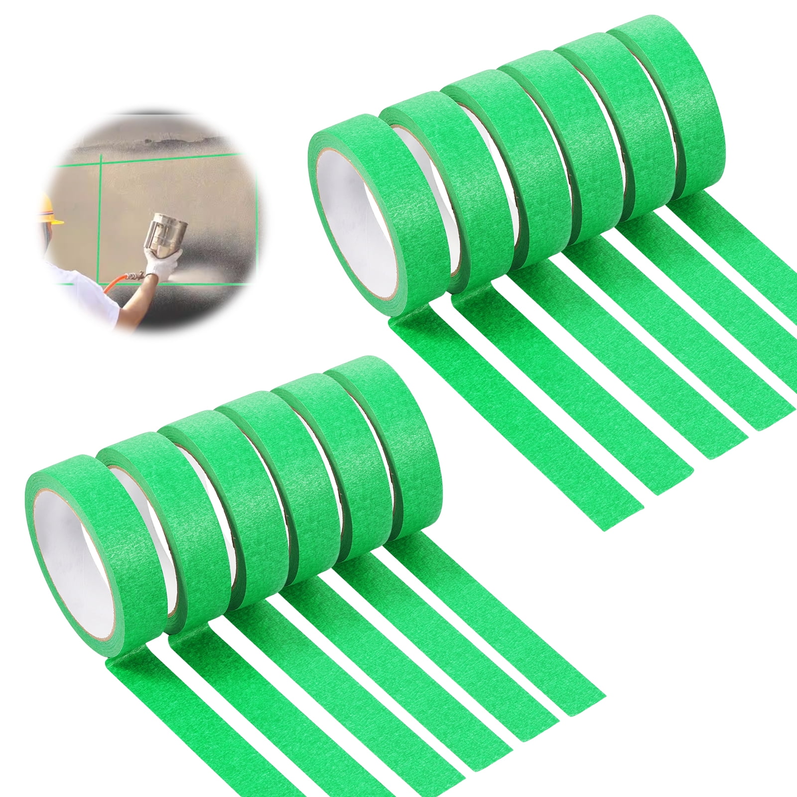 12 Rolls Masking Tape 0.98 x 787.4inch Heat Resistant Painters Tape Clean Removal for DIY Crafts Wall Decor Painting