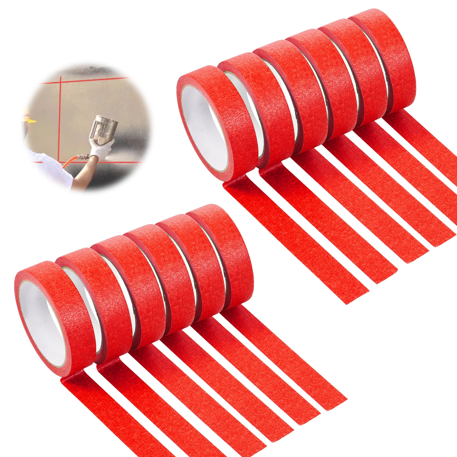 12 Rolls Masking Tape 0.98 x 787.4inch Heat Resistant Painters Tape Clean Removal for DIY Crafts Wall Decor Painting
