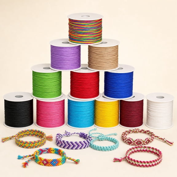12 Rolls Nylon String for Bracelets, Chinese Knotting Nylon Cord for Jewelry Making, Nylon Beading Thread for Kumihimo, Braided Bracelets, Necklaces, Macrame Craft and Wind Chime (12 Assorted Colors)