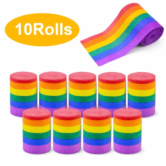 12 Rolls Party Crepe Paper Streamers Rainbow Decorations, 984ft Total, 1.77 Inch x 82 Ft/Roll for Birthday Wedding Mother's Day Graduation Shower Decor