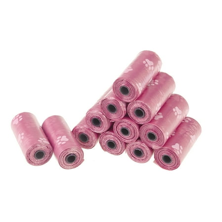 12 Rolls Plastic Dog Poop Bags Leak-Proof Garbage Bag Pet Waste Bag (Pink)
