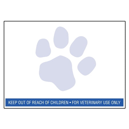 12 Rolls RJS Labels Veterinary Prescription Labels With Blue Paw and Warning, 30258 Compatible