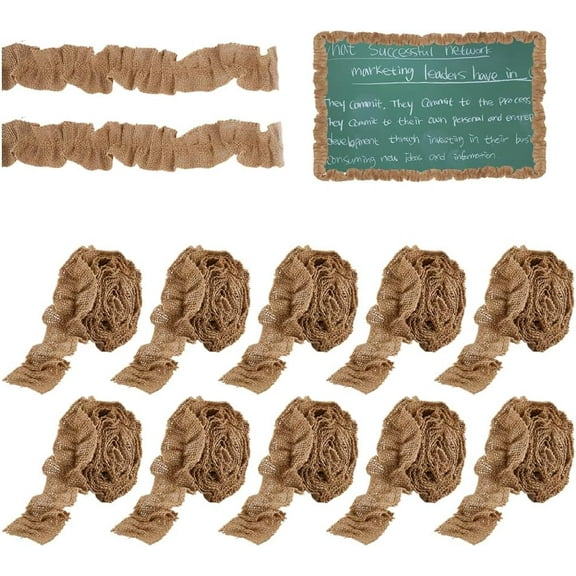 12 Rolls Ruffled Bulletin Board Borders Total 26.28 Yards with 2 Rolls Transparent Acrylic Double Sided Adhesive Tape Scalloped Classroom Burlap Bulletin Border Decorations Beige