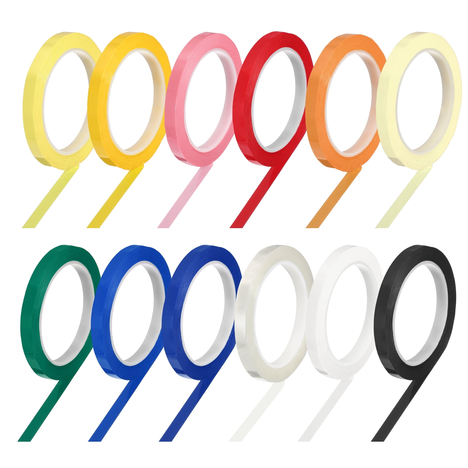 12 Rolls Tape, 0.4"x216ft Instruments Identification Tape Colored PET Adhesive for Steam Capacitors Circuit Boards Motors Electronic, 12 Color