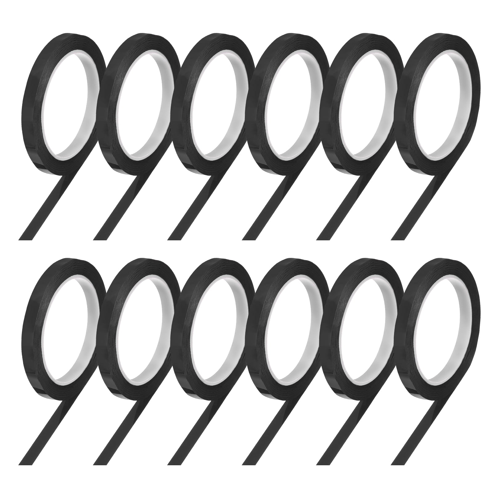 12 Rolls Tape, 0.4"x216ft Instruments Identification Tape Colored PET Adhesive for Steam Capacitors Circuit Boards Motors Electronic, Black