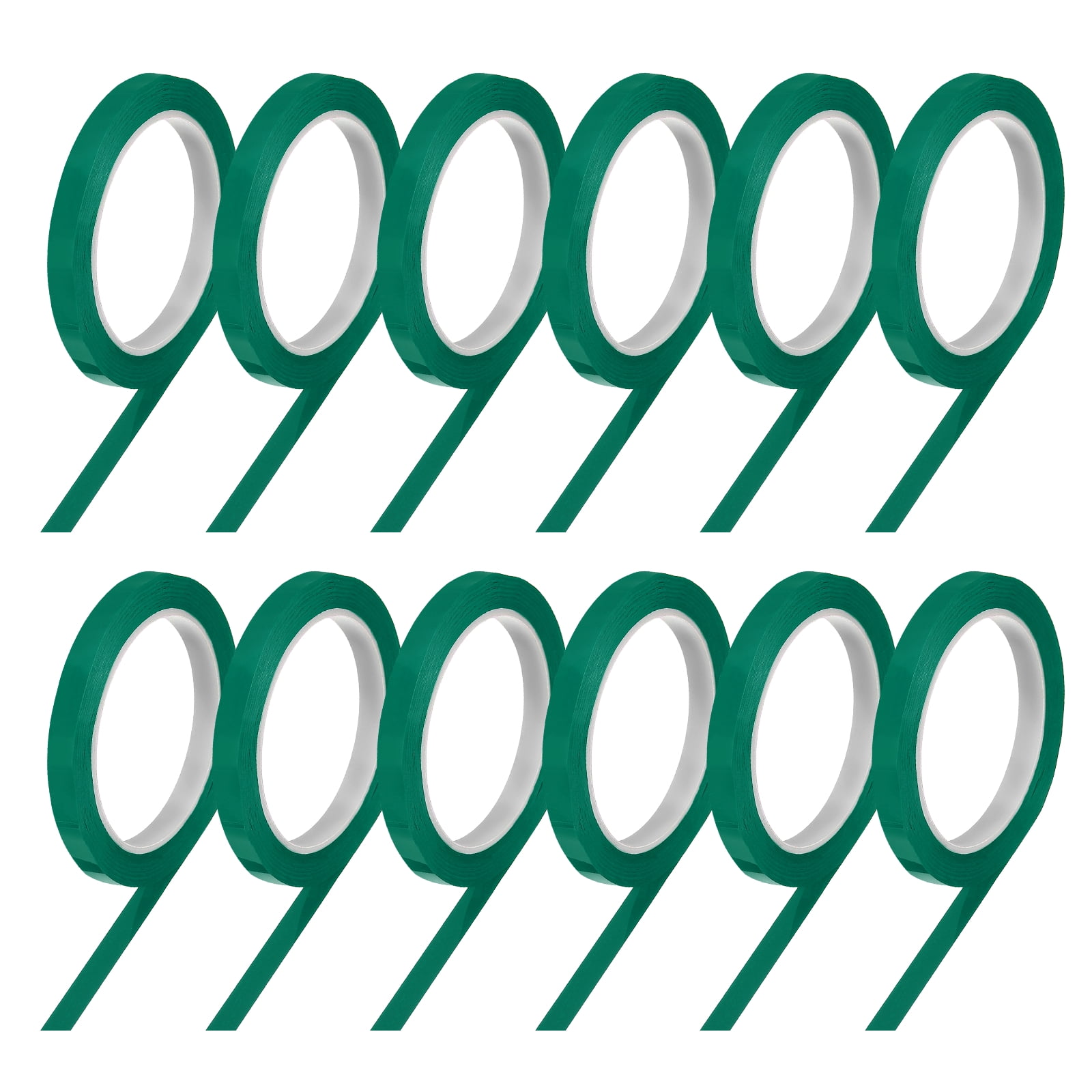 12 Rolls Tape, 0.4"x216ft Instruments Identification Tape Colored PET Adhesive for Steam Capacitors Circuit Boards Motors Electronic, Green