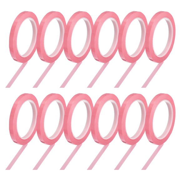 12 Rolls Tape, 0.4"x216ft Instruments Identification Tape Colored PET Adhesive for Steam Capacitors Circuit Boards Motors Electronic, Pink