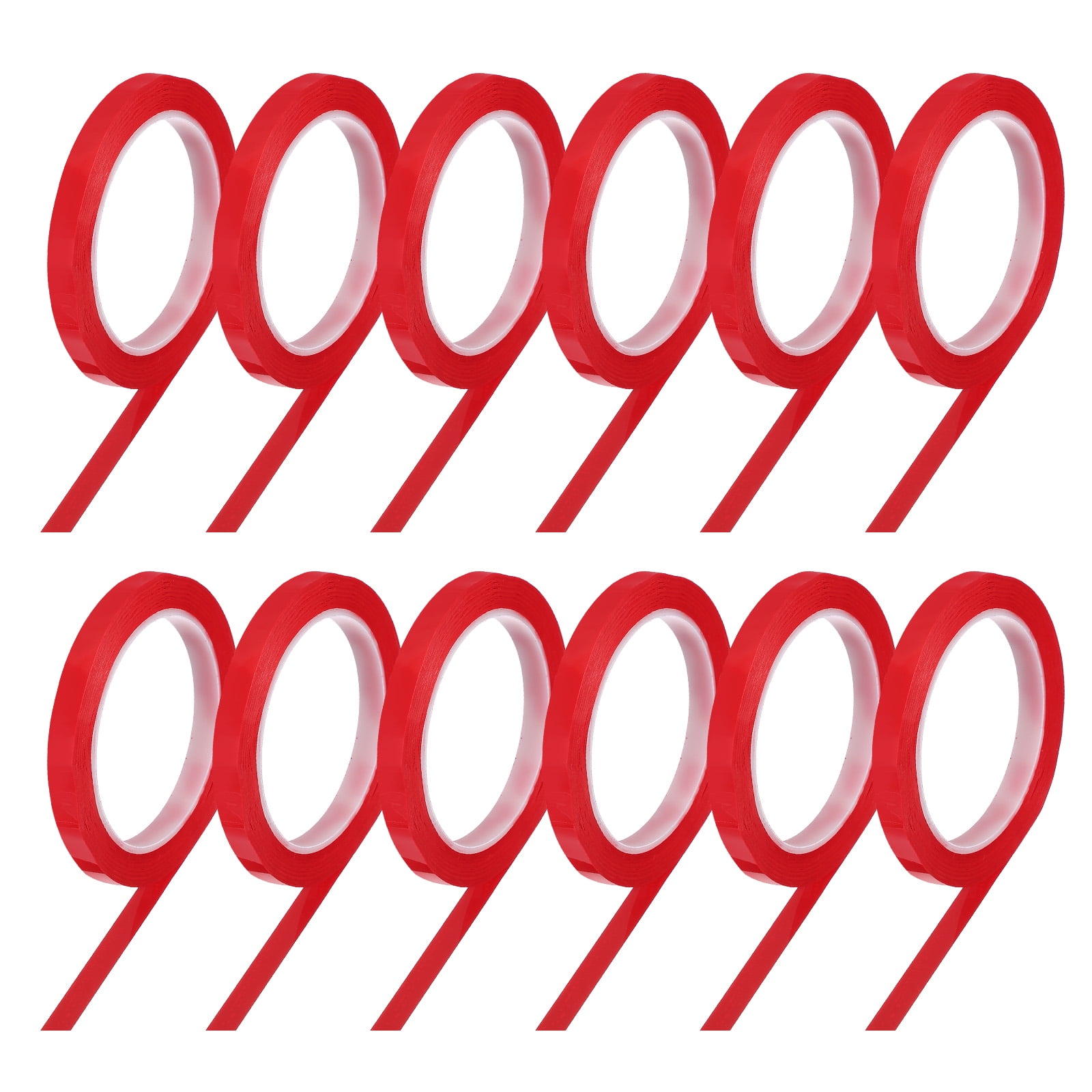 12 Rolls Tape, 0.4"x216ft Instruments Identification Tape Colored PET Adhesive for Steam Capacitors Circuit Boards Motors Electronic, Red