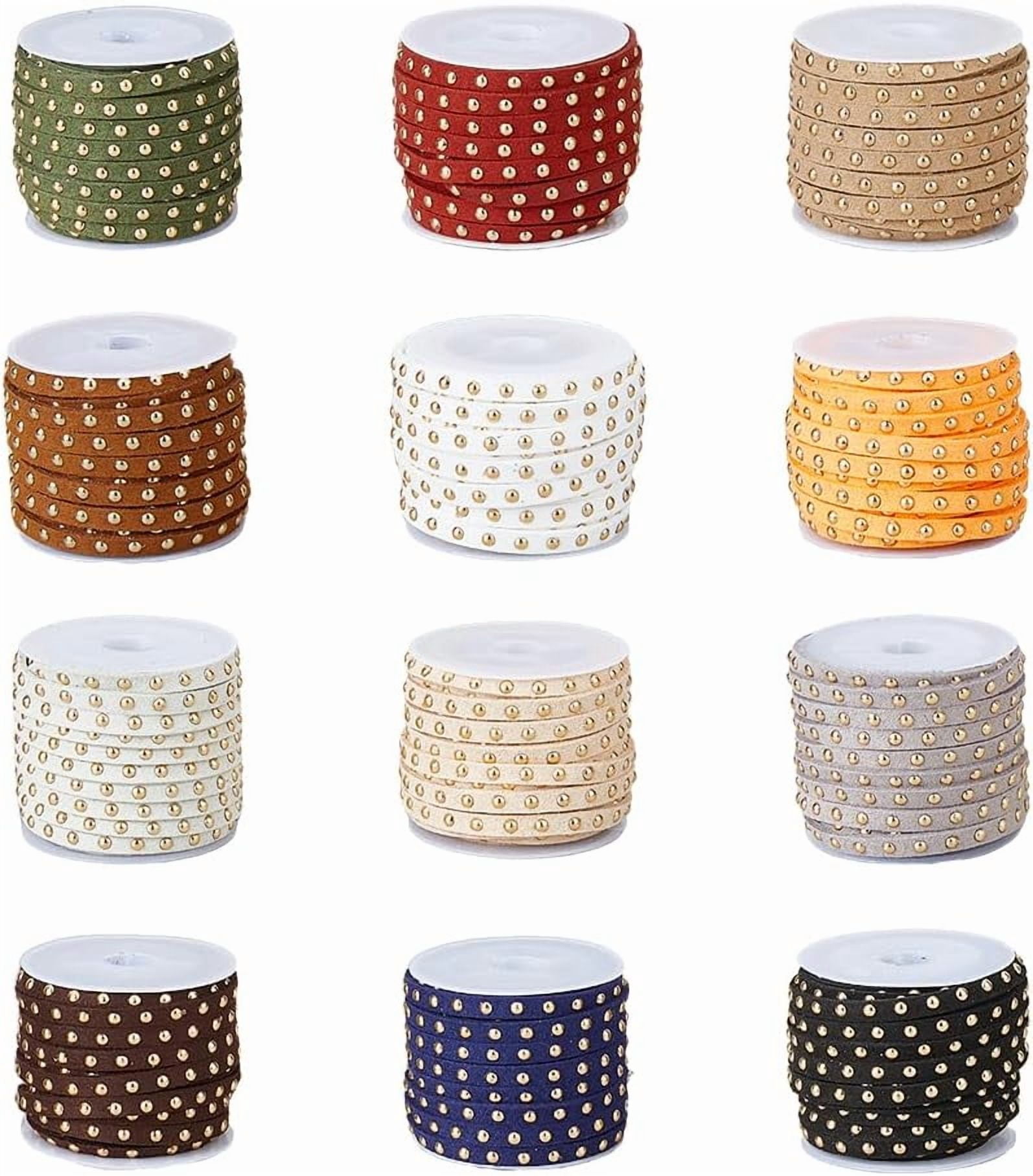 12 Rolls Total 65.5 Yards Suede Cord 5mm Classical Color Leather String ...