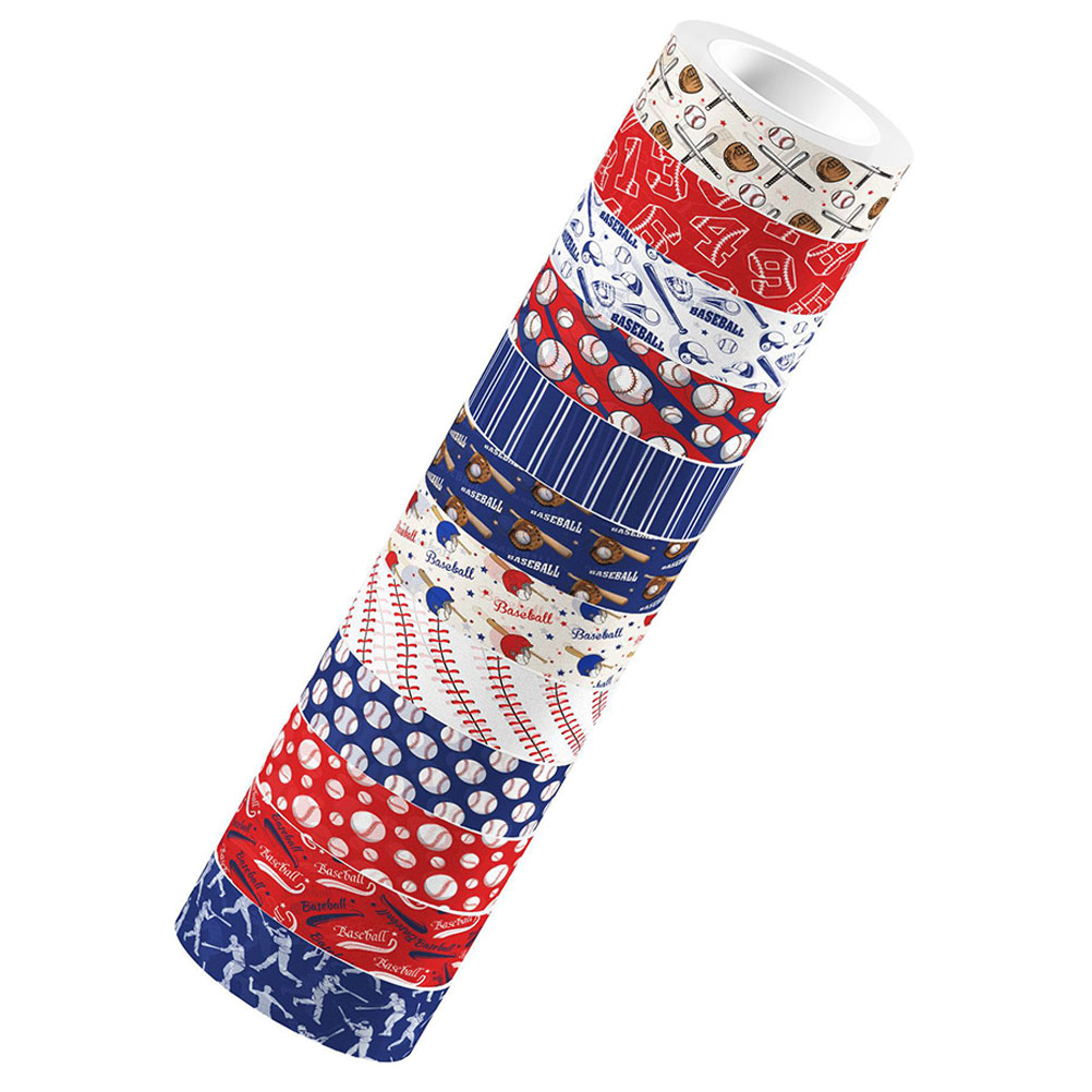 12 Rolls Washi Tape Paper Material Baseball Pattern Duct Bondaged Present Wrapping Selfadhesive