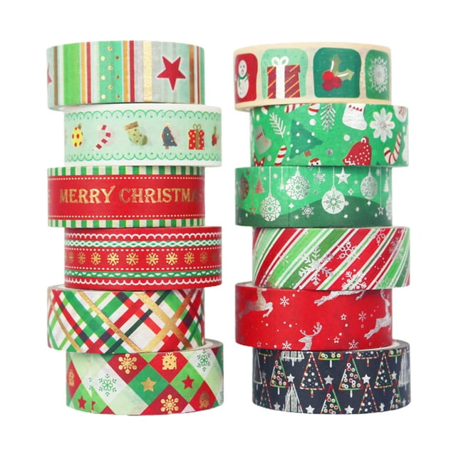 12 Rolls Xmas Theme Tapes Creative DIY Tape Washi Paper Tape Decorative