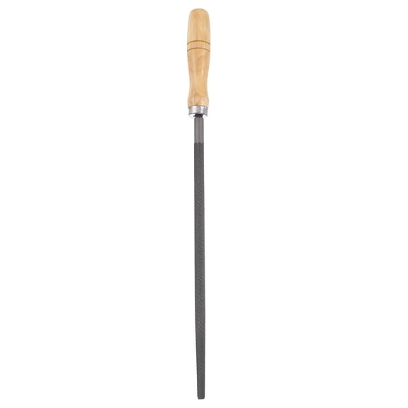 12" Round Bastard Cut File Bastard Metal File with Wood Handle, Grey/Yellow