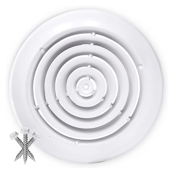 12'' Round Diffuser for Ceiling Neck Opening - Easy Air Flow Vent Duct Cover by - White - Overall Size: 16" Diameter