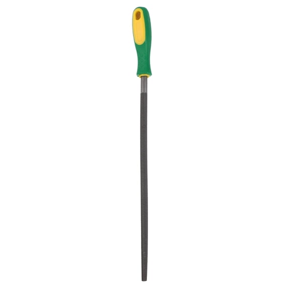 12" Round Fine Cut File Fine Metal File with Plastic Handle, Grey/Yellow-Green