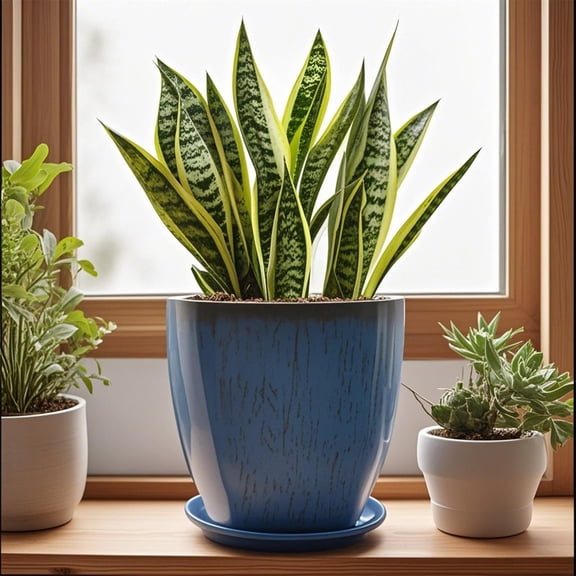 12" Round Planter Resin Vase for Indoor Outdoor Porch/Patio with Drainage Holes Modern Decor for Flowers, Interior Plants - Navy Blue