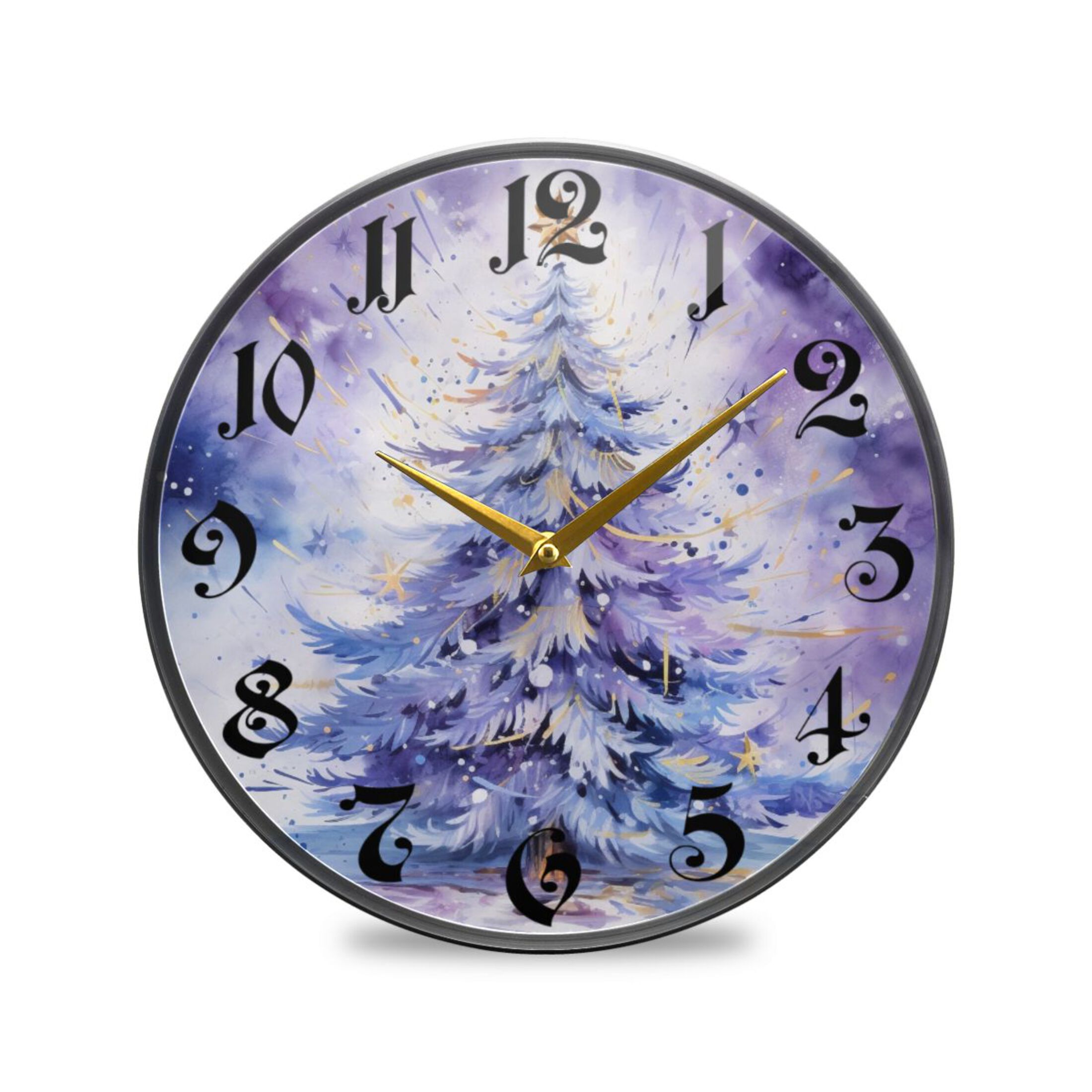 12" Round Silent Wall Clocks Christmas Tree Acrylic Battery Operated