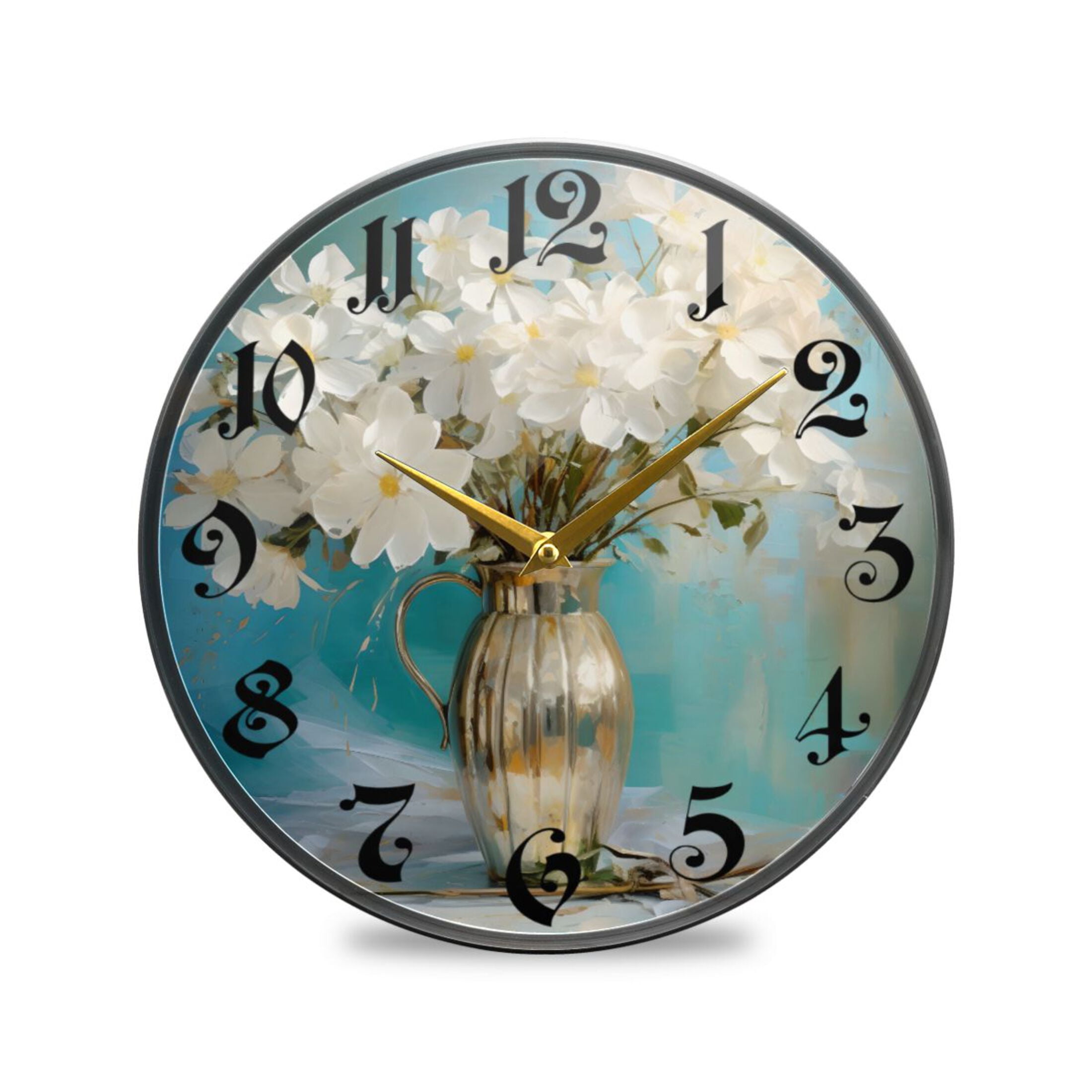 12" Round Silent Wall Clocks Daisy Flowers Acrylic Battery Operated