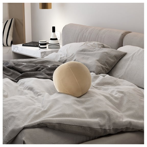 12" Round Sphere Accent Ball Throw Pillow, Fawn Brown Performance