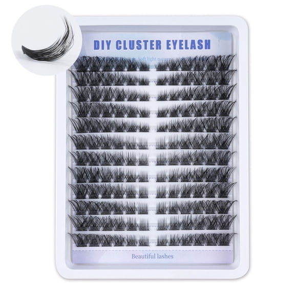12 Rows Natural Wispy False Eyelashes, Thick Fluffy Simulated Eyelash Clusters, Comfortable Lightweight Reusable Individual Lashes for Daily Party Bridal Makeup
