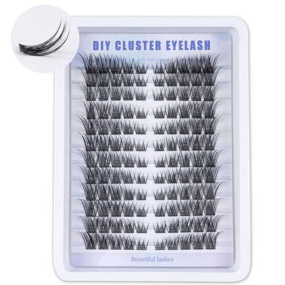 12 Rows Natural Wispy False Eyelashes, Thick Fluffy Simulated Eyelash Clusters, Comfortable Lightweight Reusable Individual Lashes for Daily Party Bridal Makeup