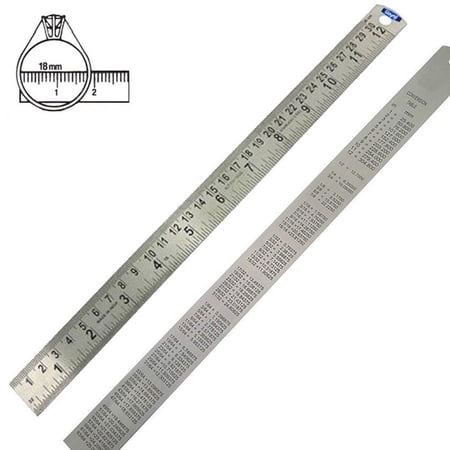12" Ruler Stainless Steel Jewelry Measuring Conversion Gauge Tool Metric Scale