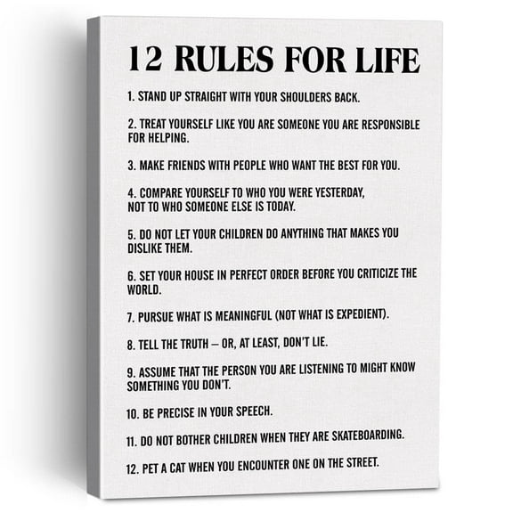 12 Rules for Life Canvas Painting Framed Wall Art Decor for Home Living Room Bedroom, Inspirational Life Quote Canvas Poster Print Gifts for Home Decor