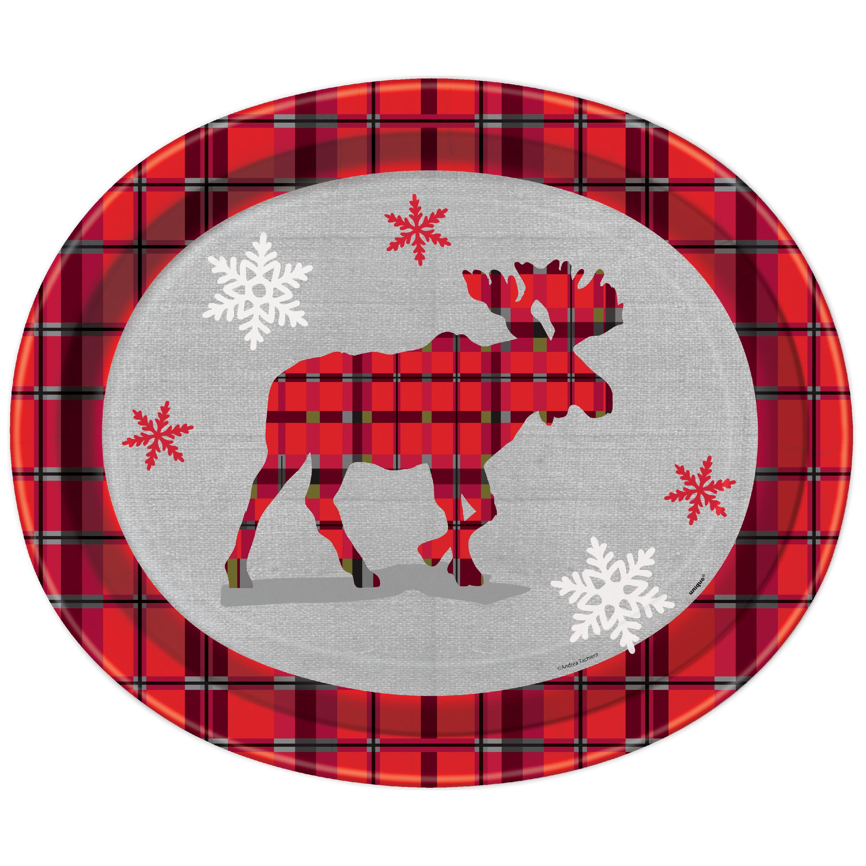12" Rustic Plaid Christmas Oval Paper Platters, 8ct - Walmart.com