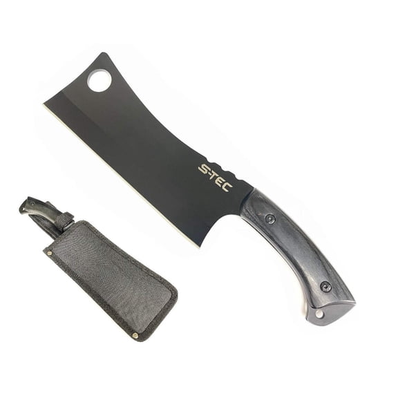 12 S-TEC Wood Handle Cleaver with nylon sheath