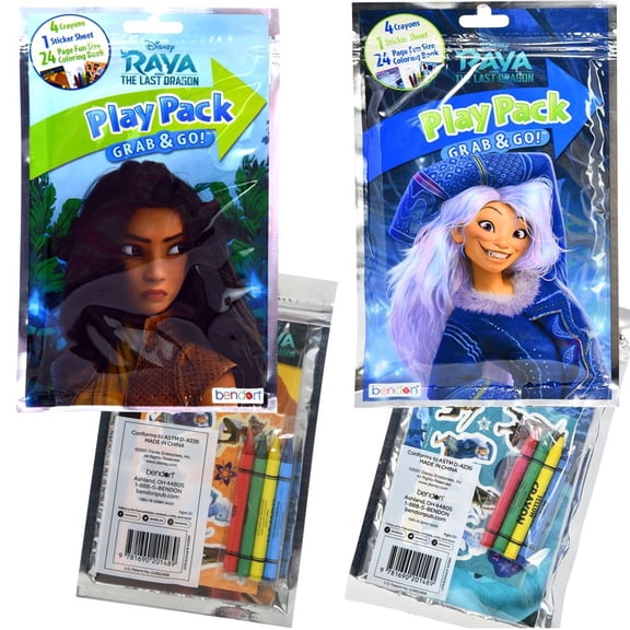 12 SET Raya & The Last Dragon Grab n Go Play Pack Bulk- coloring book, sticker and markers