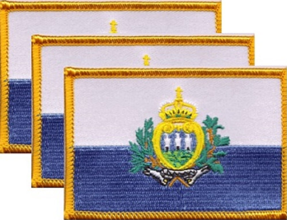 12 San Marino Flag Patches, Embroidered Iron On or Sew On, Measures 3.50" x 2.25"
