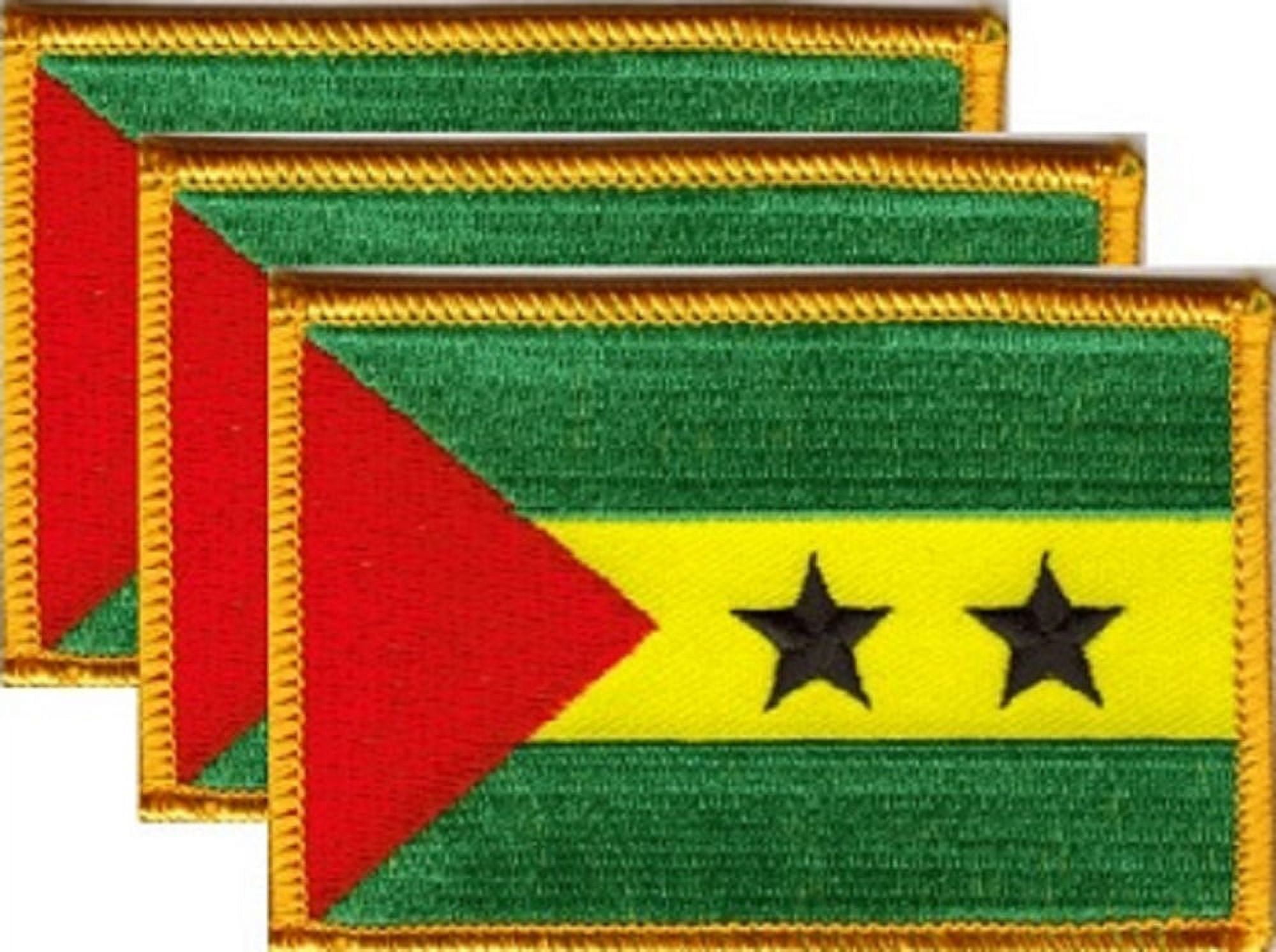 12 Sao Tome Flag Patches, Embroidered Iron On or Sew On, Measures 3.50" x 2.25"