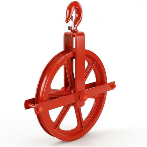 12" Scaffold Hoist Pulley, 1000LBS Scaffolding Wheel, Heavy Duty Cast Iron Rope Hoist Wheel, Ladder Hook Pulley with Safety Lock, Gin Block Pulleys for Lifting and Lowering$$Tools & Hardware Other