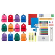 12 School Supply Kits + 12 Backpacks for Students - Wholesale Bulk Combo Kits for Teachers, Schools, Donations