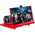 thumbnail image 1 of 12" Screen Magnifier,3D HD Mobile Phone Magnifier Projector Screen Enlarger for Movies, Videos, and Gaming,Foldable Cell Phone Stand with Screen Amplifier,Supports All Smartphones (Red, 12inch), 1 of 11