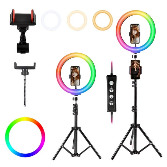 UEGOGO 12" RGB Ring Light with 43" Stand & Phone Holder - 25 Color Modes, Dimmable for iPhone/Android Photos/Videos/TikTok