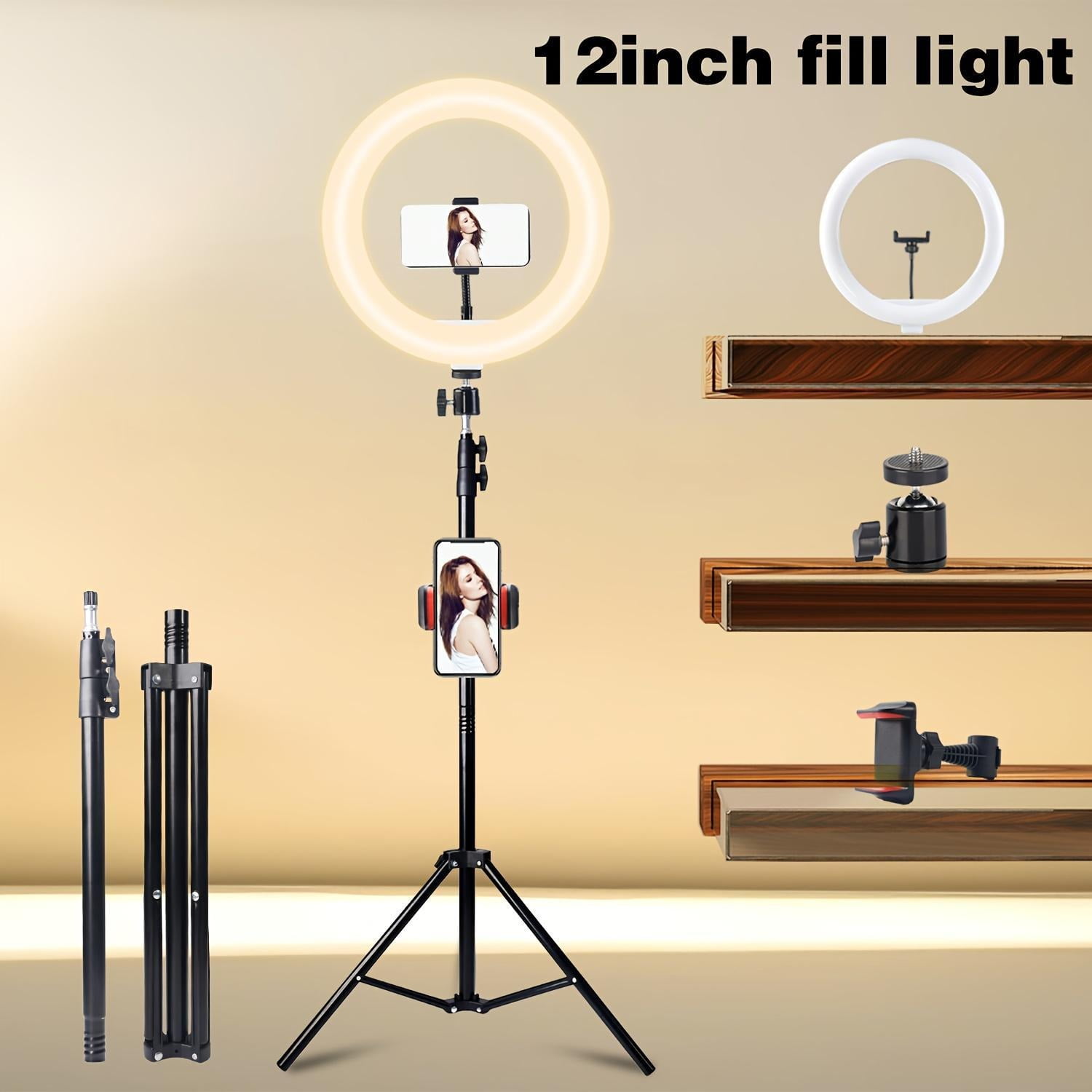 12" Selfie Ring Light with 63" Tripod Stand,Dimmable LED Ring Light with Phone Holderand ，3 ColorModes,ldeal for Live Streaming,Makeup, andVlogging Cellphone Smartphone Extendable Adjustable
