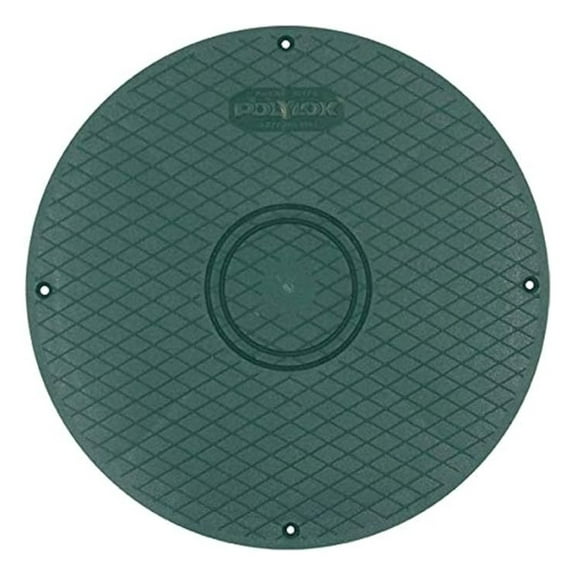 12" Septic Tank Cover/Lid - HDPE Flat Cover for 3017-R Risers & 3017-12C D-Boxes - Green, Skid Resistant, Stainless Steel Screws Included - Septic System Replacement Parts