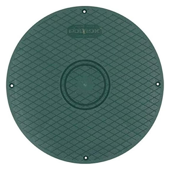 12" Septic Tank Cover/Lid - HDPE Flat Cover for 3017-R Risers & 3017-12C D-Boxes - Green, Skid Resistant, Stainless Steel Screws Included - Septic System Replacement Parts