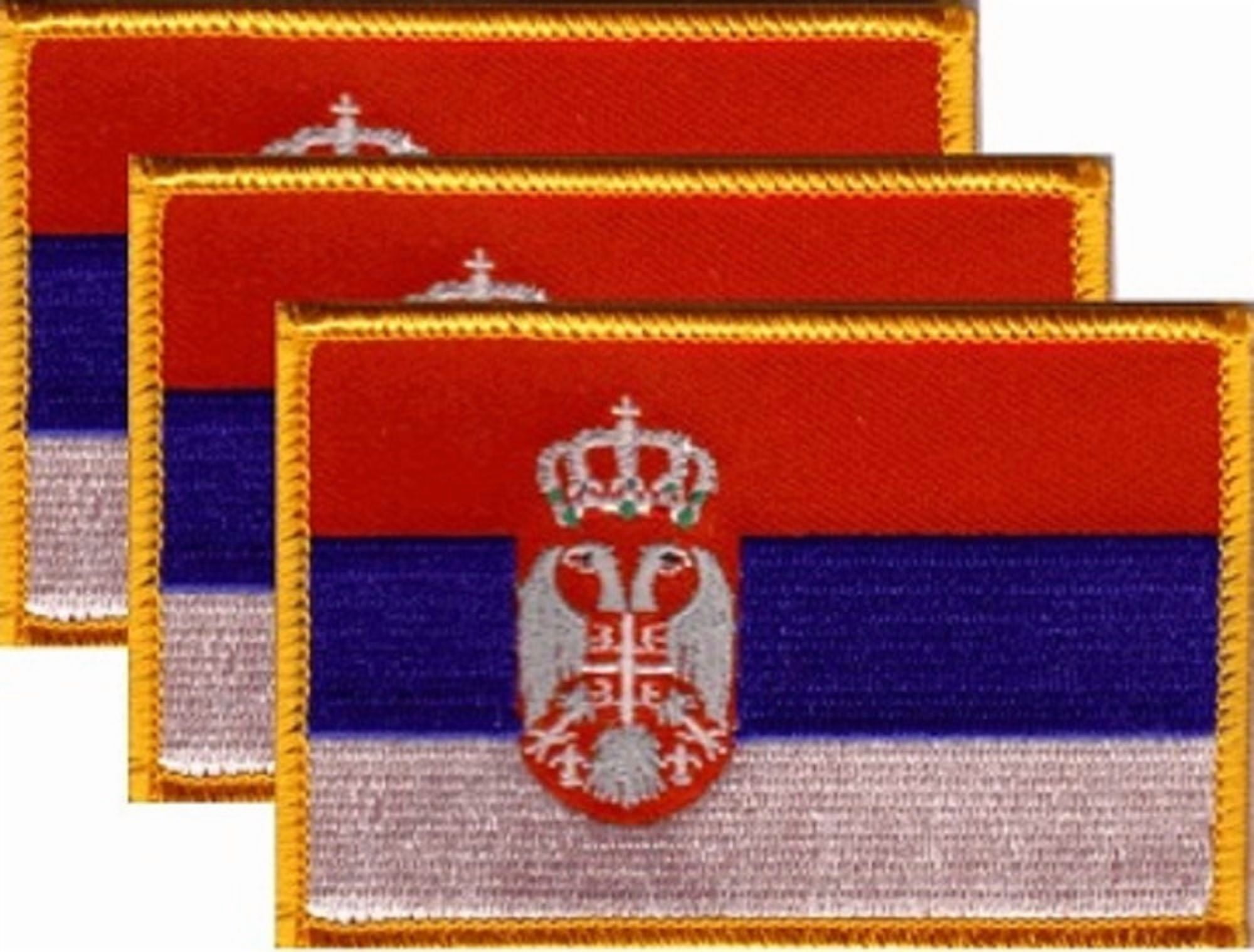 12 Serbia Flag Patches, Embroidered Iron On or Sew On, Measures 3.50" x 2.25"