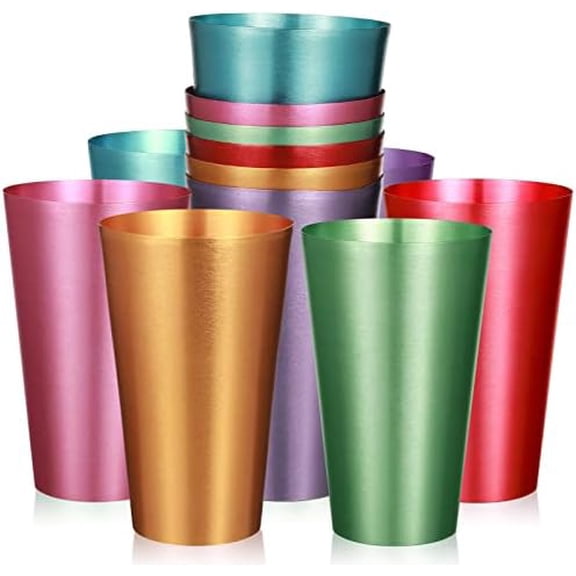 12 Set Aluminum Tumblers Cup for Drink 16oz Water Tumblers Colorful for Adults for Birthday Party Camping Travel Outdoors Supplies, Stackable, Large$$Home Decor, Kitchen, & Other