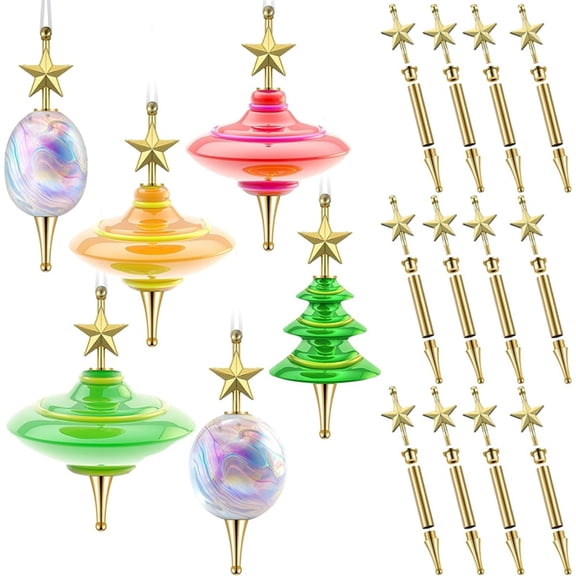 12 Set Christmas Tree Ornament Woodturning Project Kit, Star Tree Hanging Decoration Holiday Woodturning Kit Making