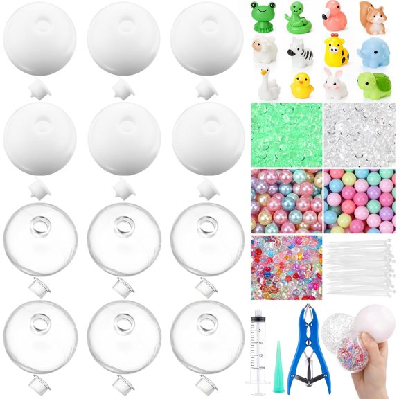 12 Set DIY Stress Ball Making Kit, Green, Animals