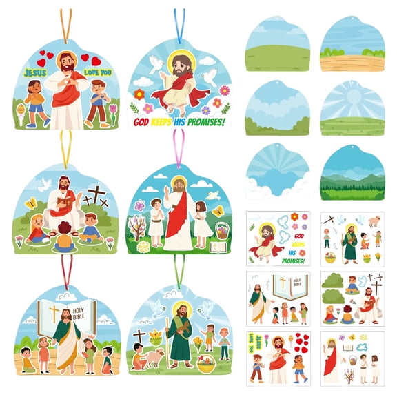12 Set Easter DIY Jesus Stickers Craft Kits, Easter Basket Stuffers for Activities Games Bible Games Religious Education Activities Gifts & Easter Decor