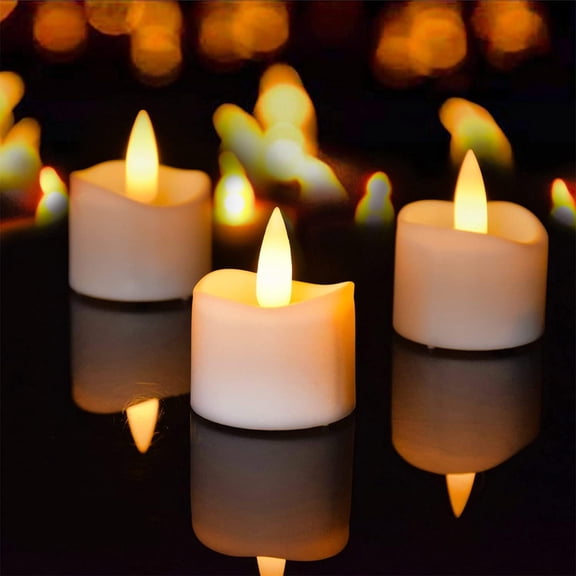 12 Set LED Timer Lights Operated, Flameless Timer Votive Tealight flickering Candles Bulk for Christmas Halloween Decoration